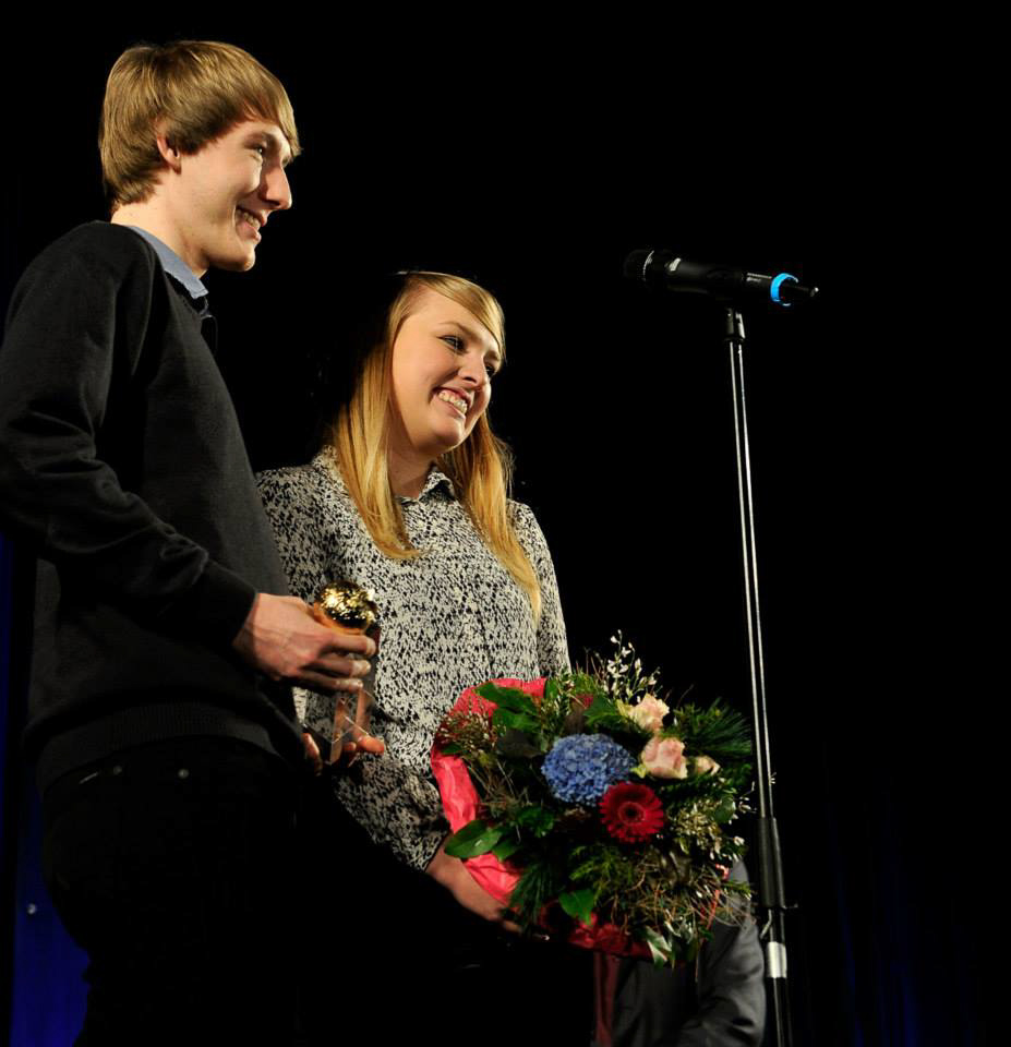 Sarah Kunst und ich bedanken uns bei der Jury und den beiden Schauspielern Jonathan und Maike